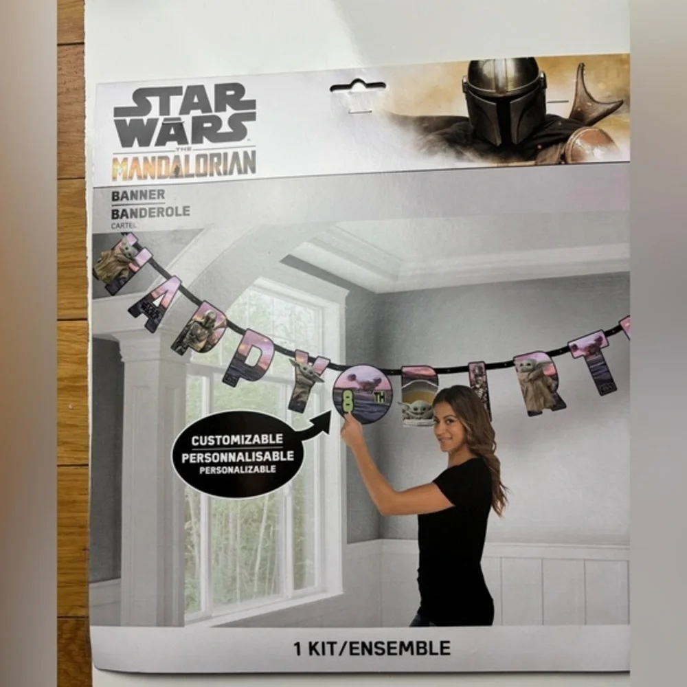 Star Wars Mandalorian birthday banner‎ and backdrop